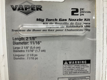 Vaper 41195 Mig Torch Gas Nozzle Kit, 11/16'' Diameter, 2-1/8'' Long - 20 Pack