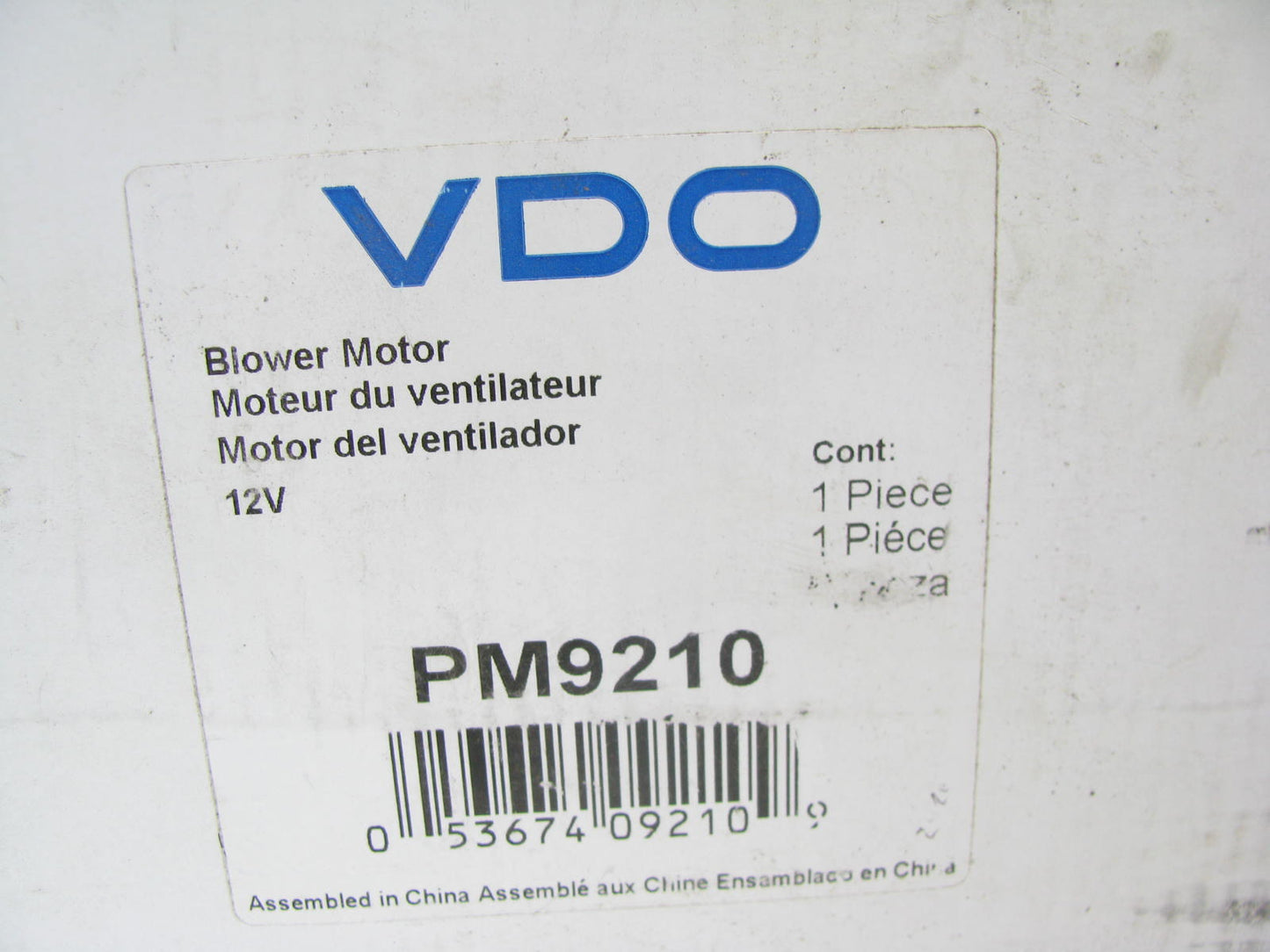 VDO PM9210 HVAC Blower Motor With Wheel - Rear