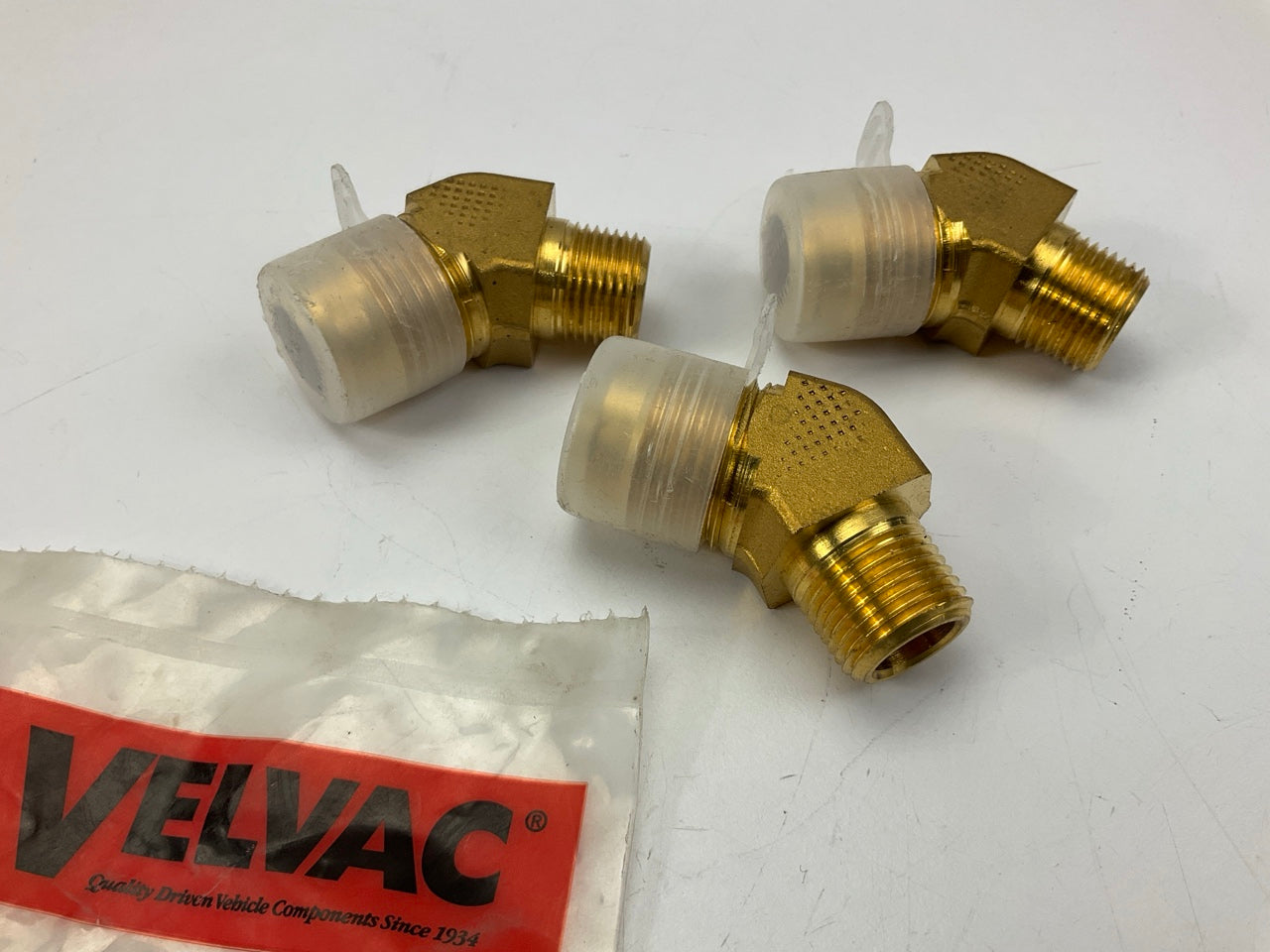 (3) Velvac 015906 SAE 45° Flare Elbow Fitting, - 5/8'' X 3/8'', 7/8'' -14 Thread