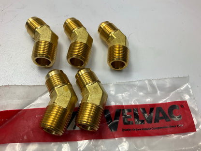 (5) Velvac 015966 SAE 45° Flare Fitting, 45° Elbow, Brass, 3/8'' X 3/8'', 5/8''-18
