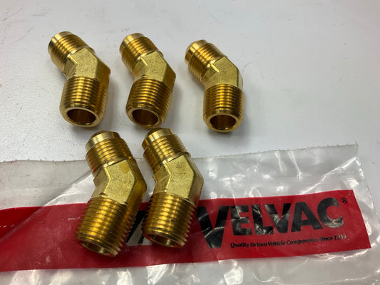 (5) Velvac 015966 SAE 45° Flare Fitting, 45° Elbow, Brass, 3/8'' X 3/8'', 5/8''-18