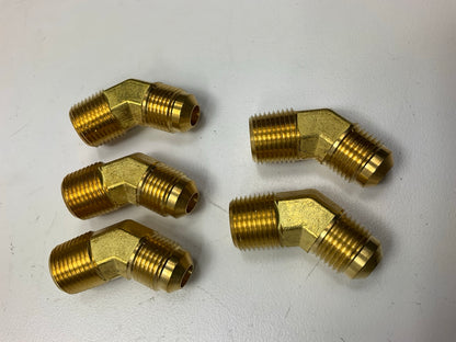 (5) Velvac 015966 SAE 45° Flare Fitting, 45° Elbow, Brass, 3/8'' X 3/8'', 5/8''-18