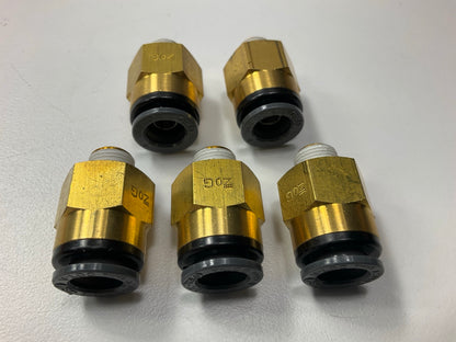 (5) Velvac 016162 Push-Lock Air Brake Fitting, Male Connector, Brass 3/8'' X 1/8''