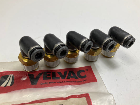(5) Velvac 016246 Push-Lock Air Brake Fitting 90° Male Swivel Elbow, 1/4'' X 3/8''