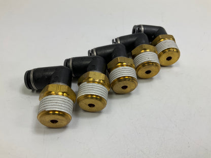 (5) Velvac 016246 Push-Lock Air Brake Fitting 90° Male Swivel Elbow, 1/4'' X 3/8''
