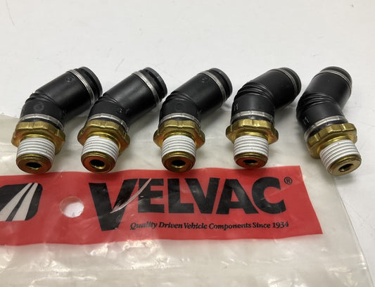 (5) Velvac 016442 Push-Lock Air Brake Fitting 45° Male Swivel Elbow, 1/4'' X 1/8''