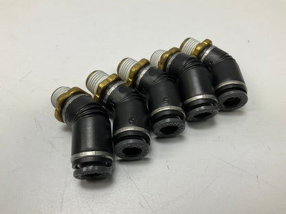 (5) Velvac 016442 Push-Lock Air Brake Fitting 45° Male Swivel Elbow, 1/4'' X 1/8''