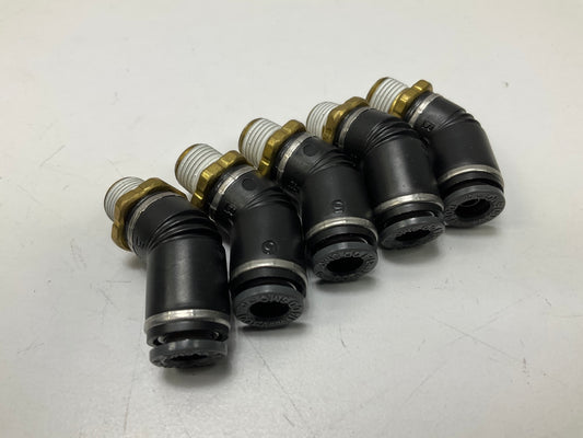 (5) Velvac 016442 Push-Lock Air Brake Fitting 45° Male Swivel Elbow, 1/4'' X 1/8''