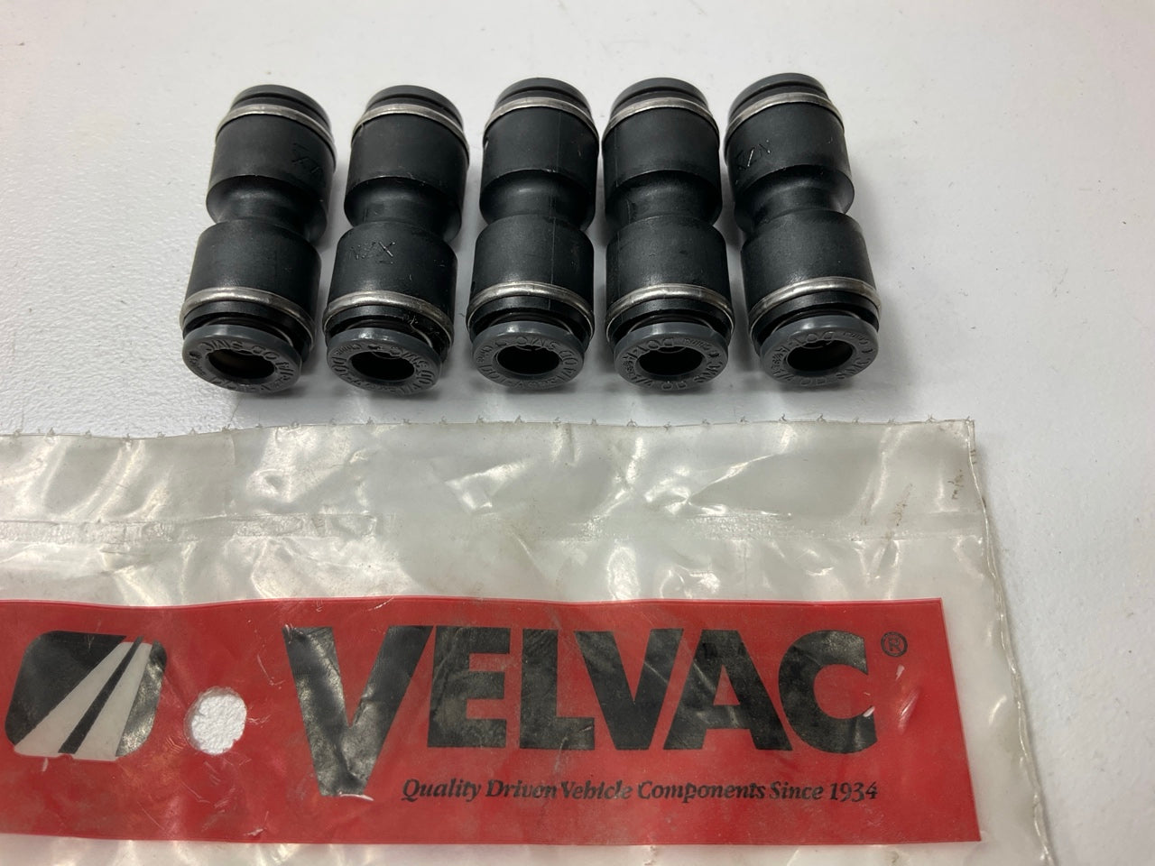 (5) Velvac 016640 Push-Lock Air Brake Fitting, Full Union, 1/4''