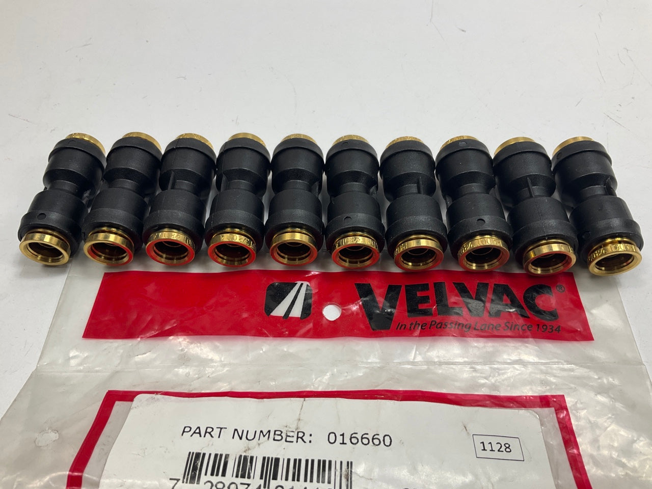 (10) Velvac 016660 Push-Lock Air Brake Fitting, Full Union, 3/8''