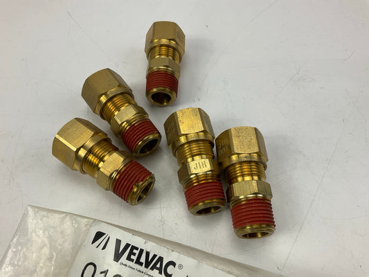 (5) VELVAC Air Brake Fitting DOT Approved 1/2'' Tube 3/8'' NPT Male Connector