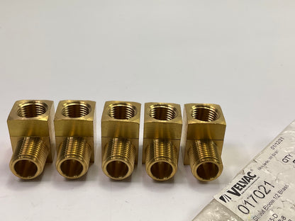 (5) Velvac 017021 Pipe Fitting, Street Elbow, Brass, 1/2''
