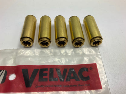 (5) Velvac 017910 Brass Push-Lock Air Brake Fitting Union Connector, 1/4'' X 1/4''