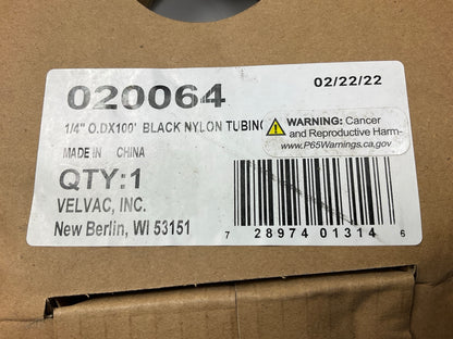 Velvac 020064 Air Brake System Nylon Tubing, 1/4'' X 100' - SAE J844, FMVSS 106