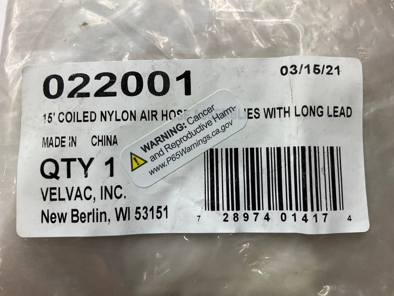 Velvac 022001 Coiled Nylon Air Hose Tubing Kit, 15' Standard (Blue & Red)