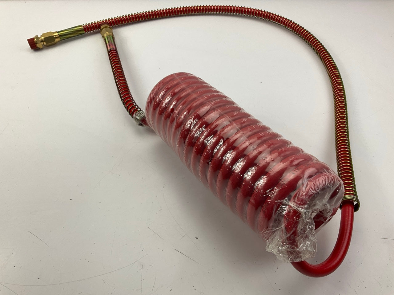 Velvac 022005 Coiled Nylon Air Hose Tubing Assembly, Red Emergency, 15' Long