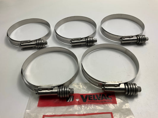 (5) Velvac 022445 Constant Torque Hose Clamps, 3-3/4'' - 4-5/8'' Clamping Range