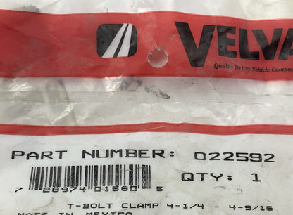 Velvac 022592 T-Bolt Exhaust Clamp, 108-116 Mm, 4-1/4'' - 4-9/16''