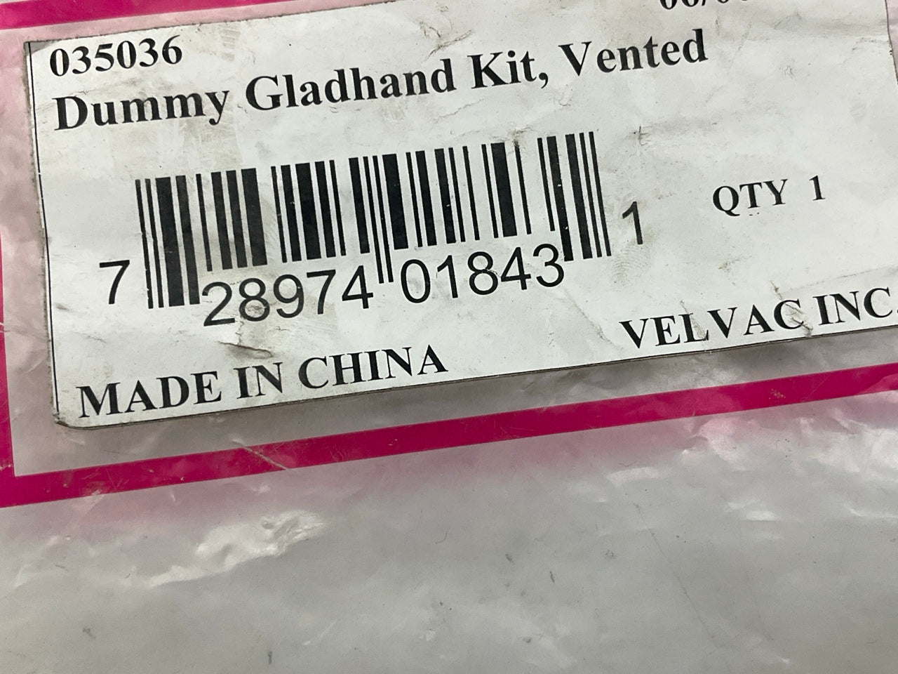Velvac 035036 Gladhand Dummy Coupling, Vented, Zinc Plated