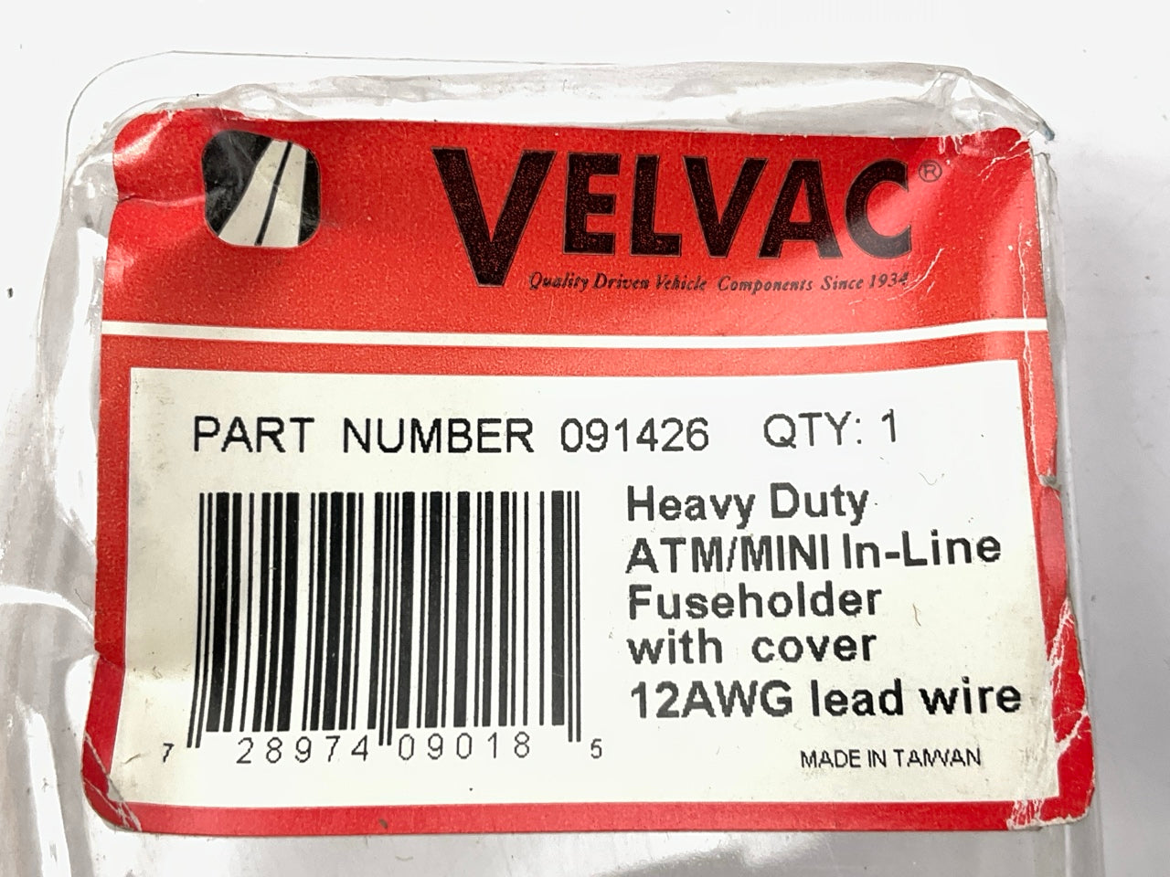 Velvac 091426 ATM / MINI In-Line Fuseholder, 12 Gauge Lead Wire