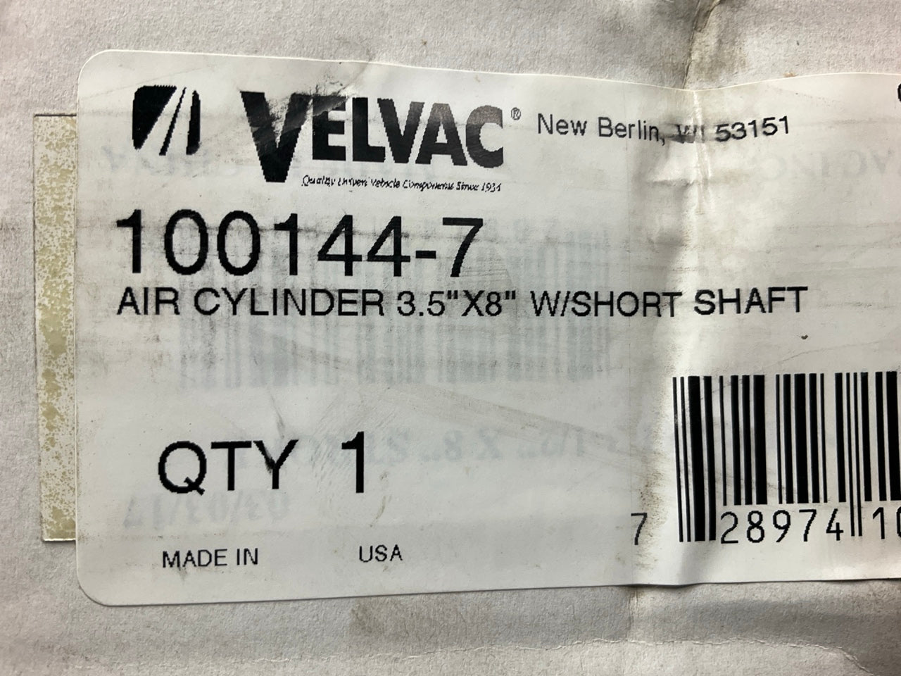 Velvac - 100144-7 Air Cylinder Tailgate Lock Kit 3-1/2'' X 8'' Stroke