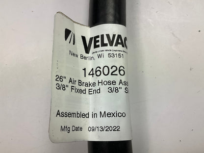 Velvac 146026 Air Brake Hose 3/8'' X 3/8'' X 26'', One End Fixed, One Swivel