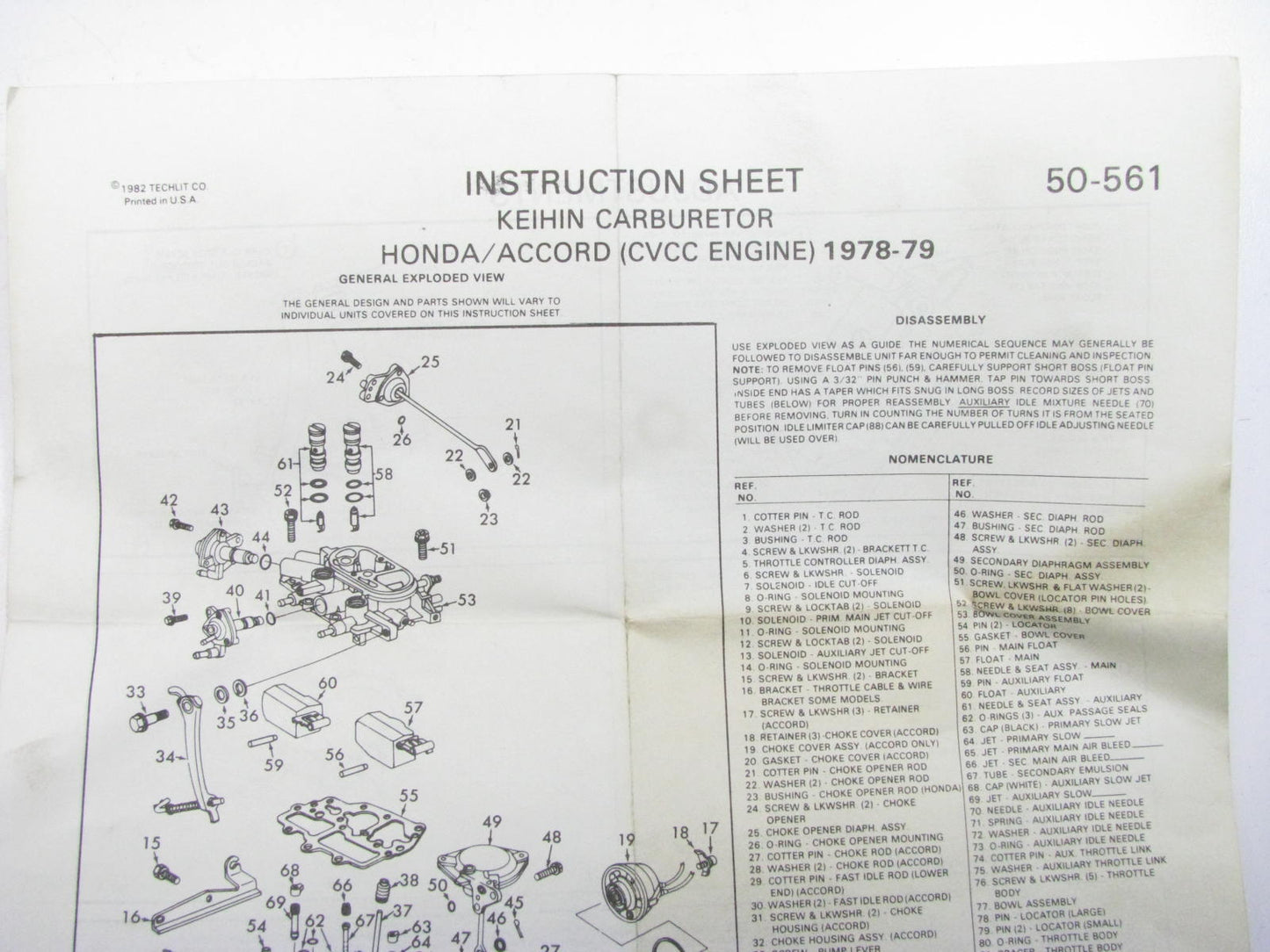 Vera 52-00175 Carburetor Rebuild Kit For 1978-1979 Honda Keihin 3-BBL