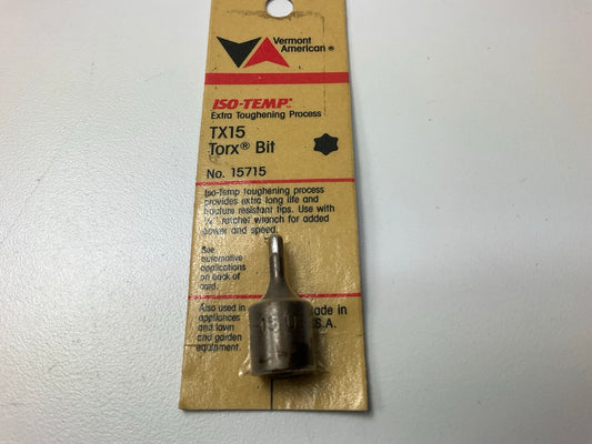 Vermont American 15715 TX15 Torx Bit, 1/4'' Drive - MADE IN USA