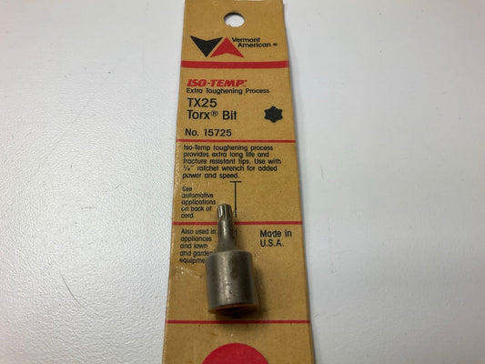 Vermont American 15725 1/4'' Drive, TX25 Torx Bit - MADE IN USA