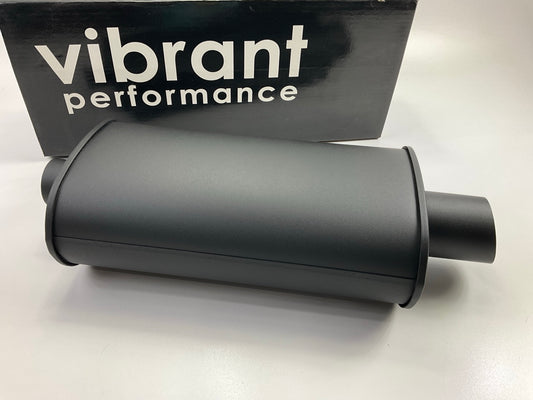 Vibrant Performance 1145 Black Powdercoated 304SS Muffler - 2-1/4'' In, 3'' Outlet