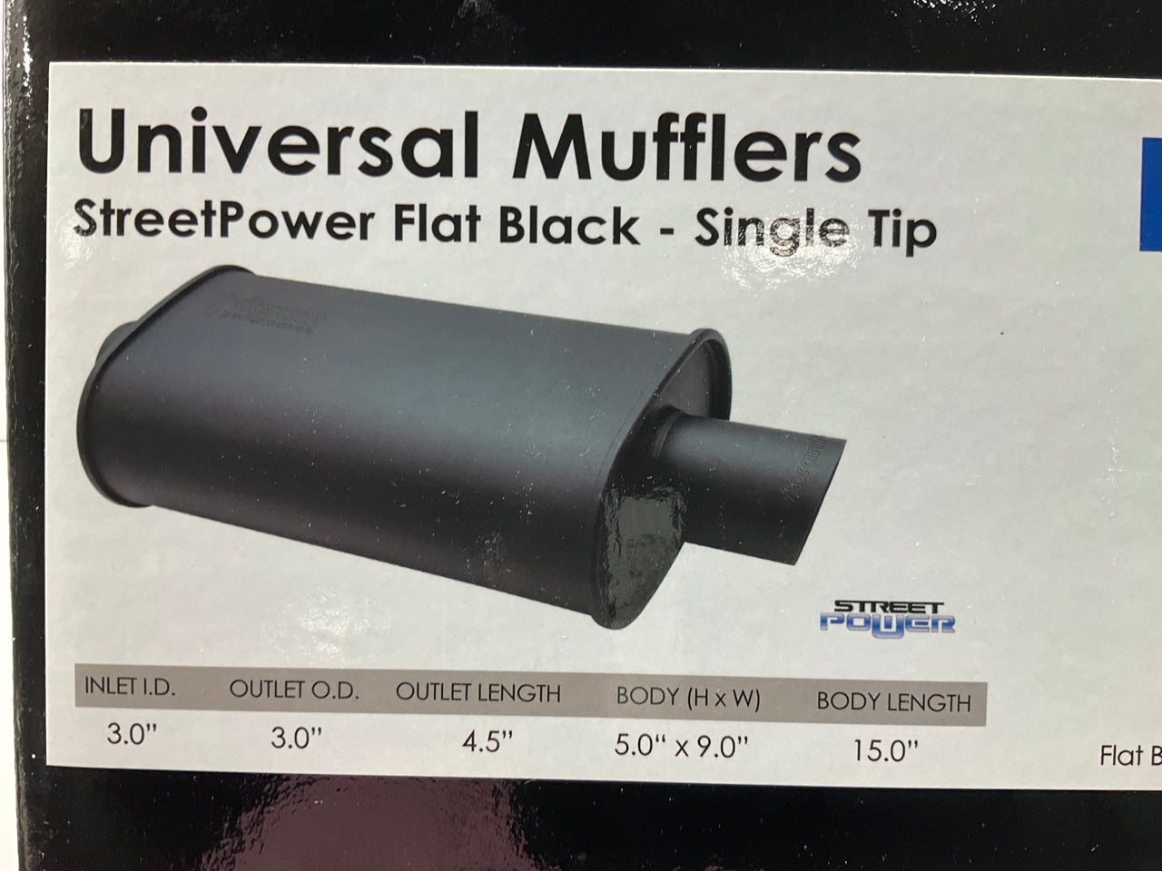 Vibrant 1147 StreetPower Black Oval Muffler With Single 3'' Round Tip 3'' Inlet