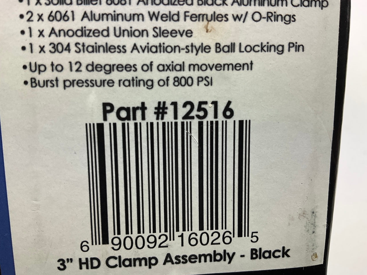 Vibrant 12516 Anodized Black Clamp HD Air Tube Clamp For 3'' OD Tubing