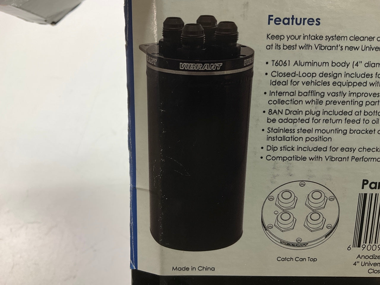 Vibrant Performance 12697 4-Port Catch Can With Closed Loop Top, 4'' X 8'', -10AN