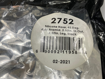 Vibrant 2752 4-Ply 45 Degree Elbow Coupler, 2.5'' I.D. X 5'' Leg Length, Black