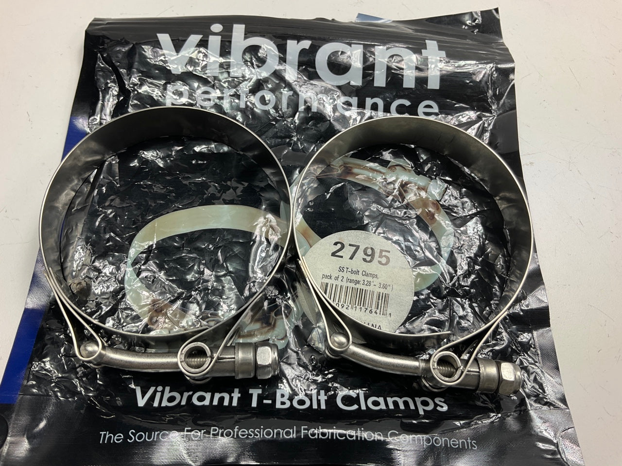 Vibrant Performance 2795 Hose Clamps 3.26''- 3.5'' Stainless Steel, T-Bolt, Pair