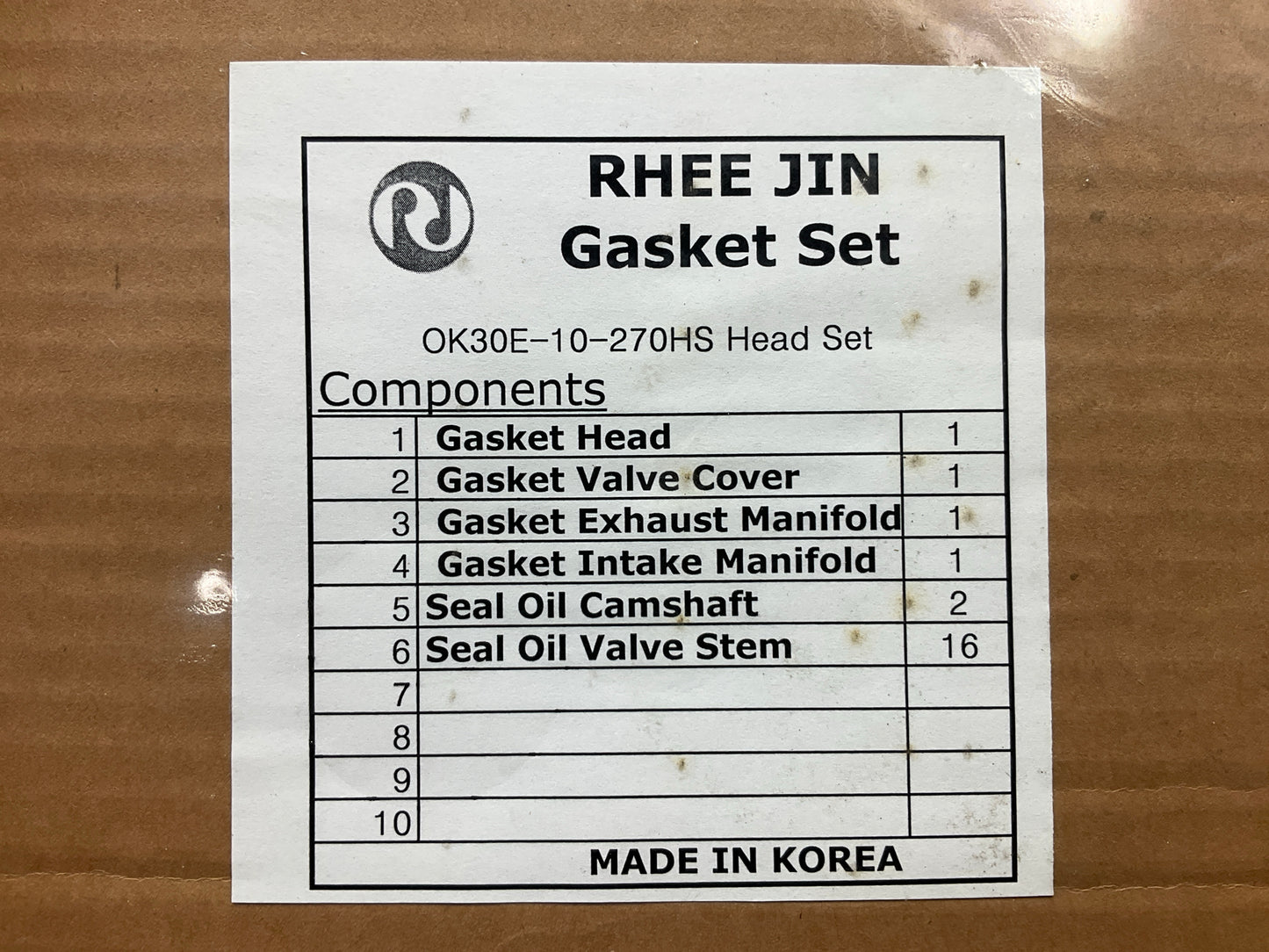 Vict Rhee Jin 0K30E10270HS Head Gasket Set For 2001-2005 Kia Rio