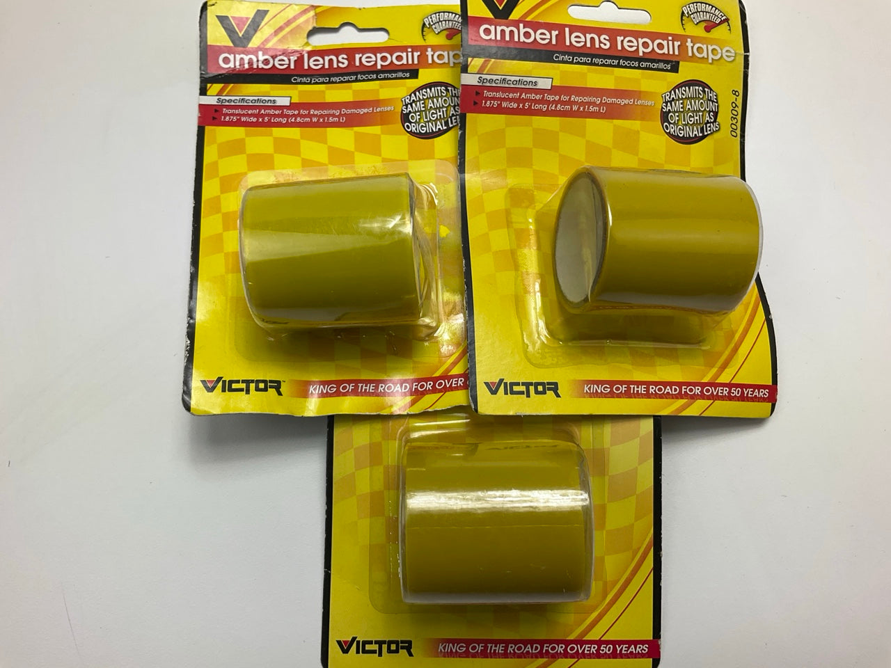 (3) Victor 00309-8 Amber Lens Repair Tape - 1.875'' Wide X 5' Long - 3 / PACK