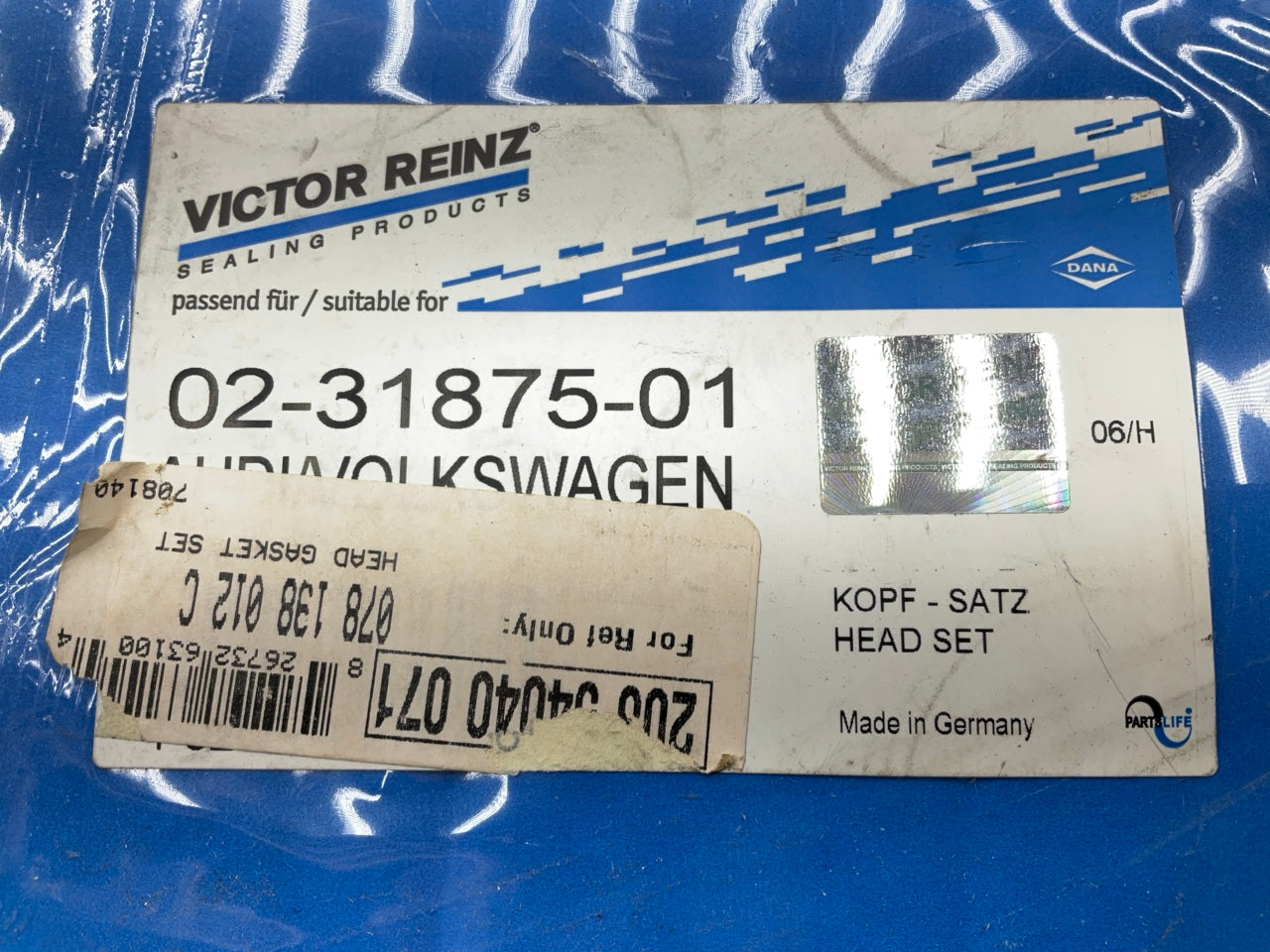 Victor Reinz 02-31875-01 SINGLE Cylinder Head Gasket Set For 1995-98 Audi 2.8L