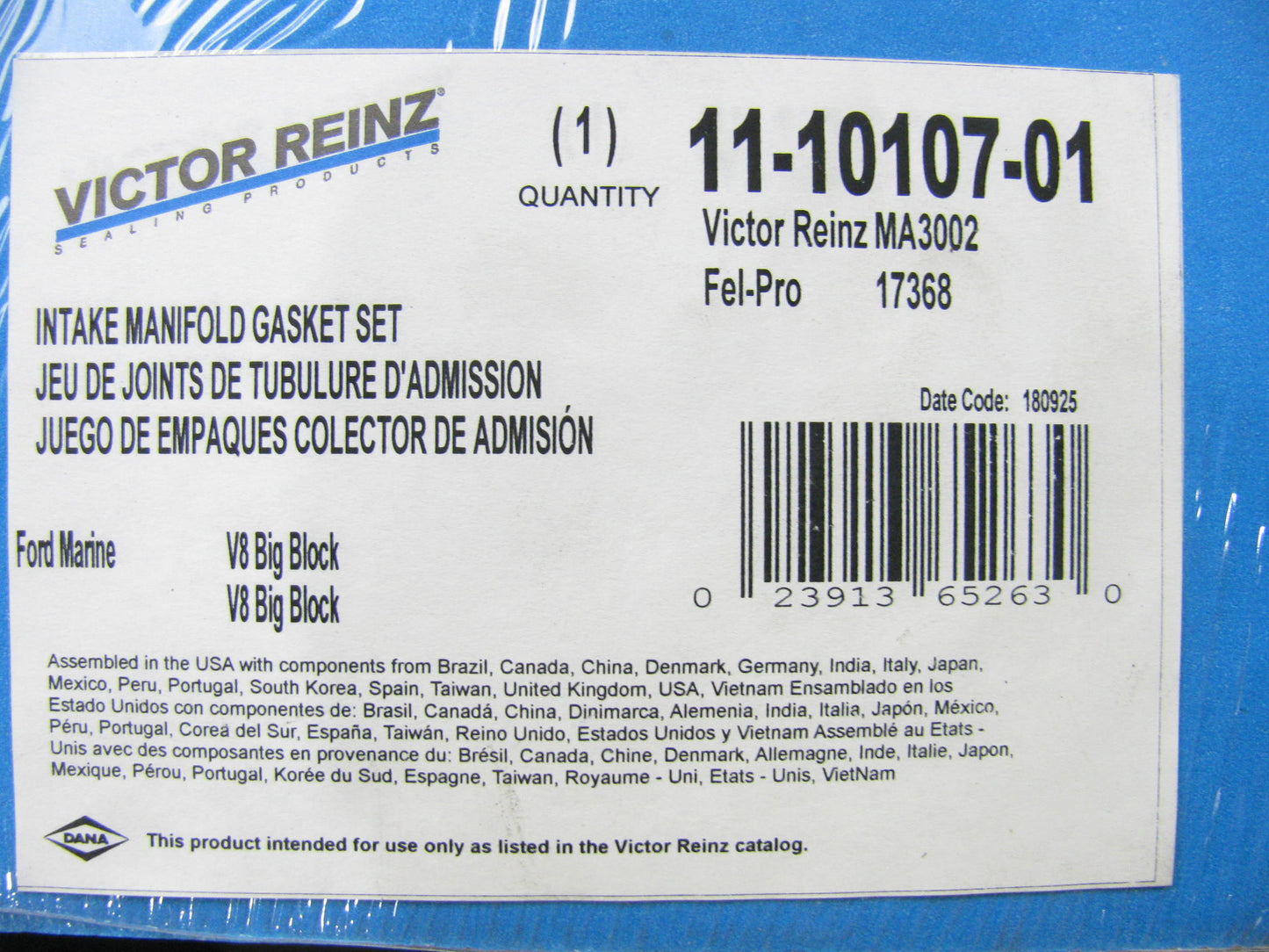 Victor Reinz MARINE Intake Gasket Set - Ford 460 V8 W/ Stock Ports FEL-PRO 17368