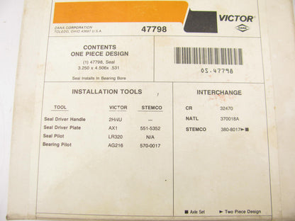 Victor 47798 Rear Inner Wheel Seal for 1988-1991 Ford F-350