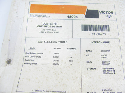 Victor 48094 Wheel Seal - 5.763'' OD X 4.375'' ID X 1.000'' Wide