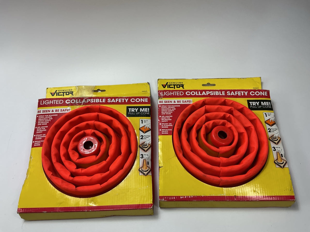 (2) Victor 70236-8-2 Lighted Collapsible Safety Cone Roadside Emergency