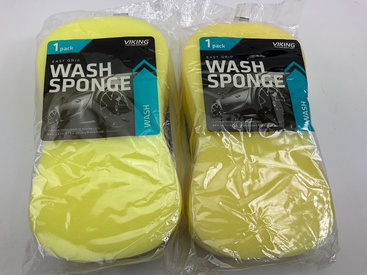 (2) Viking 424000 8-3/4'' L X 4-3/4'' Yellow Foam Sponge Easy Grip Car Wash Sponge