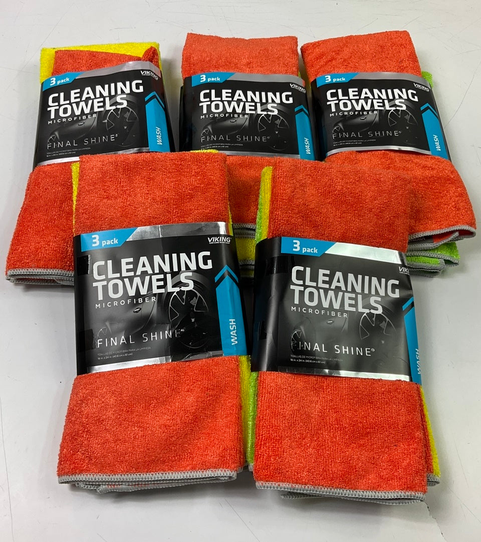 (5) Packs - Viking 945100 Final Shine Microfiber Cleaning Towels, 16''x24'' 15 Pcs