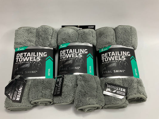 Viking Monster Jr. Detailing Gray Microfiber Towels Final Shine 16'' X 12'' 6 Pack