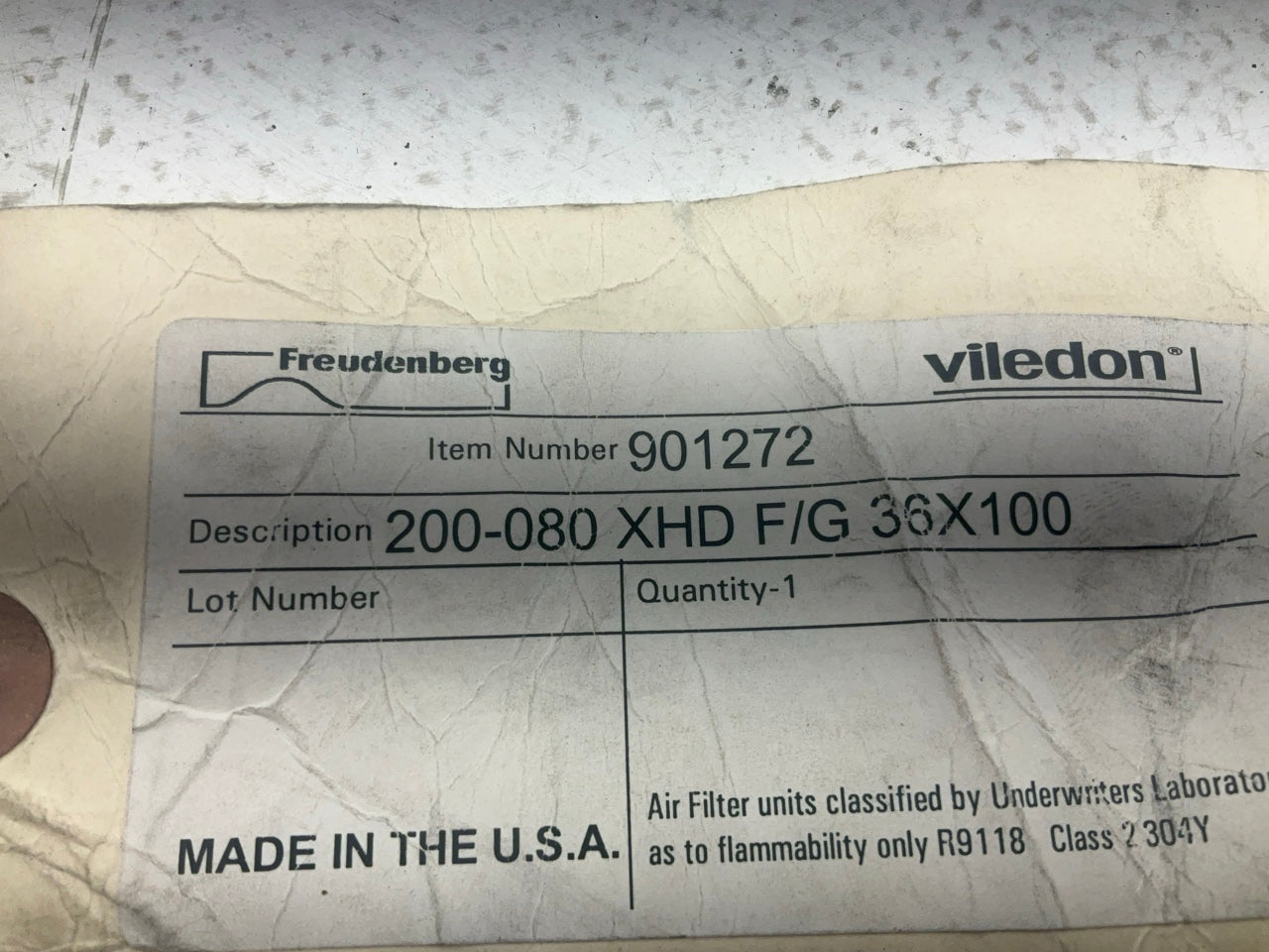 Viledon 200-080 Exhaust Floor Filter For Downdraft Spray Booth 36'' X 100'