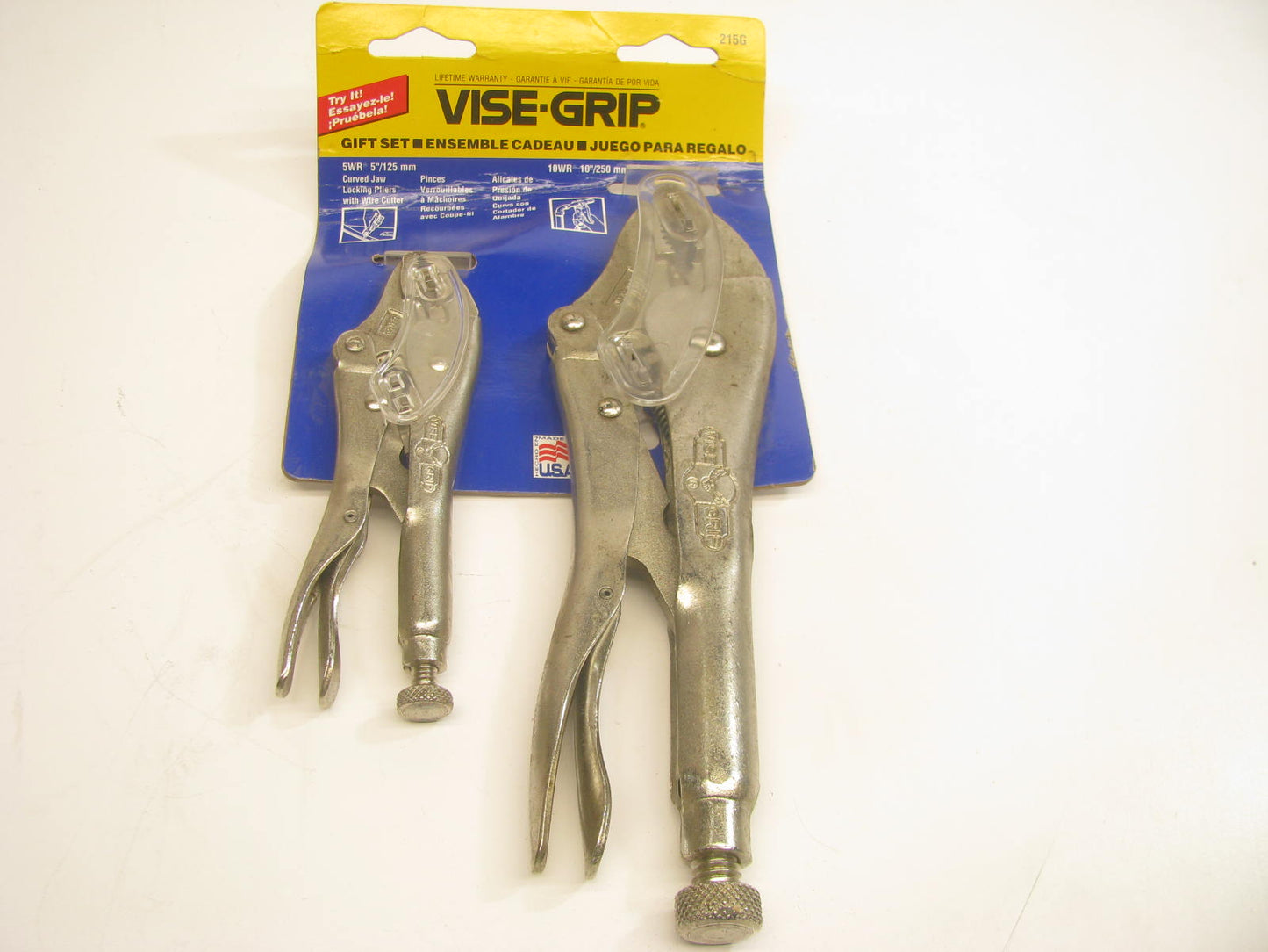 NOS Vise-grip 215G Curved Locking Pliers W/ Wire Cutters 5'' & 10'' - MADE IN USA