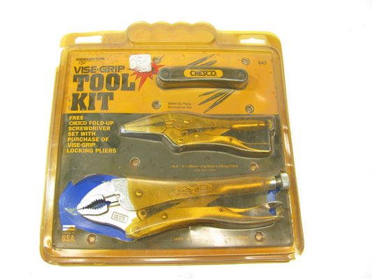 Vise-grip 647 Long Nose Curved Jaw & Foldable Screwdriver Tool Kit - Made In USA