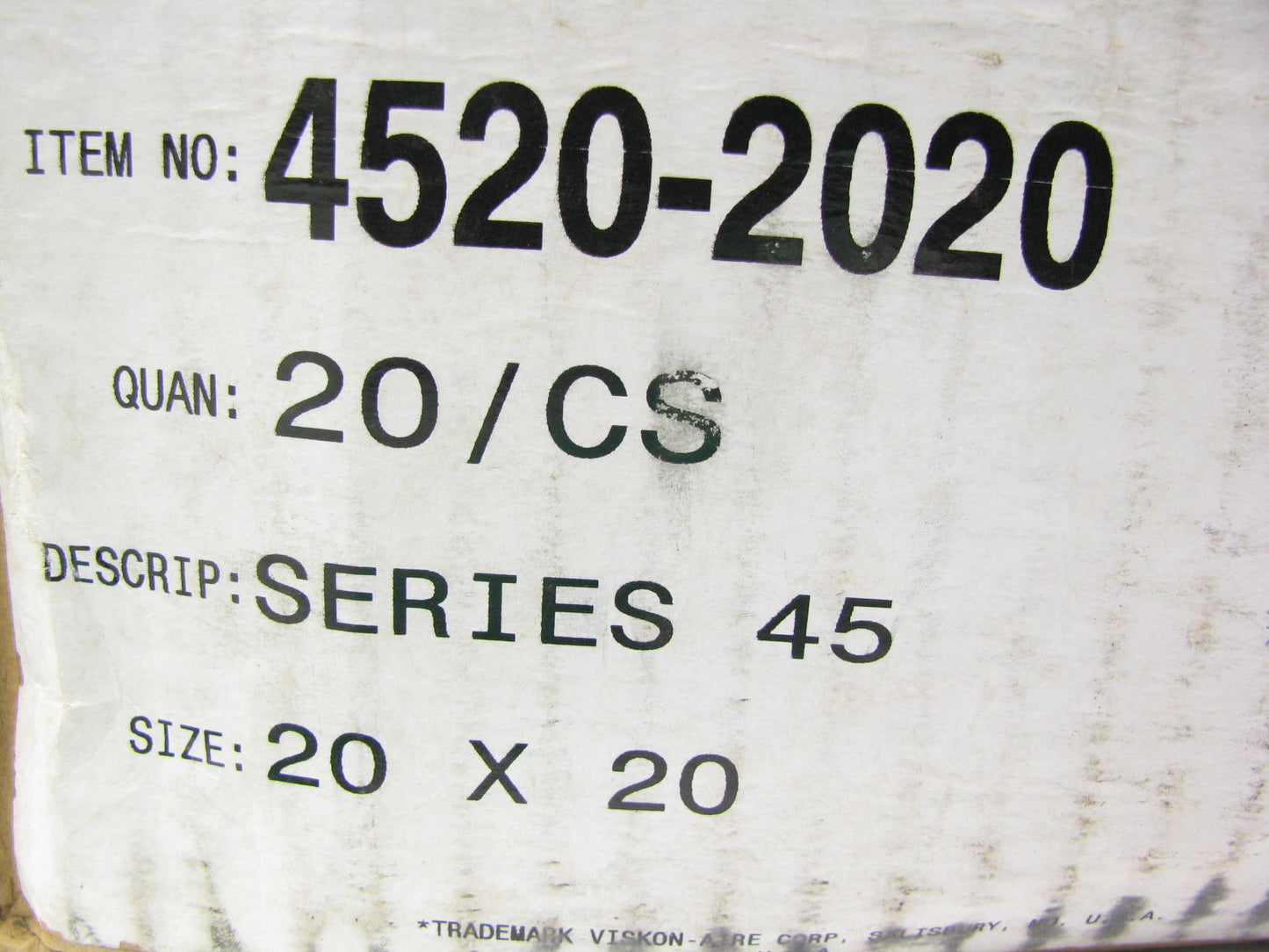 (20) Viskon-aire 4520-2020-20 Series 45 Intake Filters - 20'' X 20''