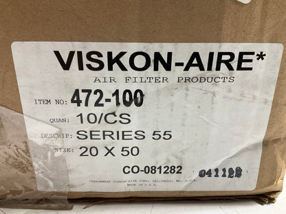 (10) Viskon-Aire 472-100 Paint Booth Filters 20''W X 50''H Series 55 Intake Filter